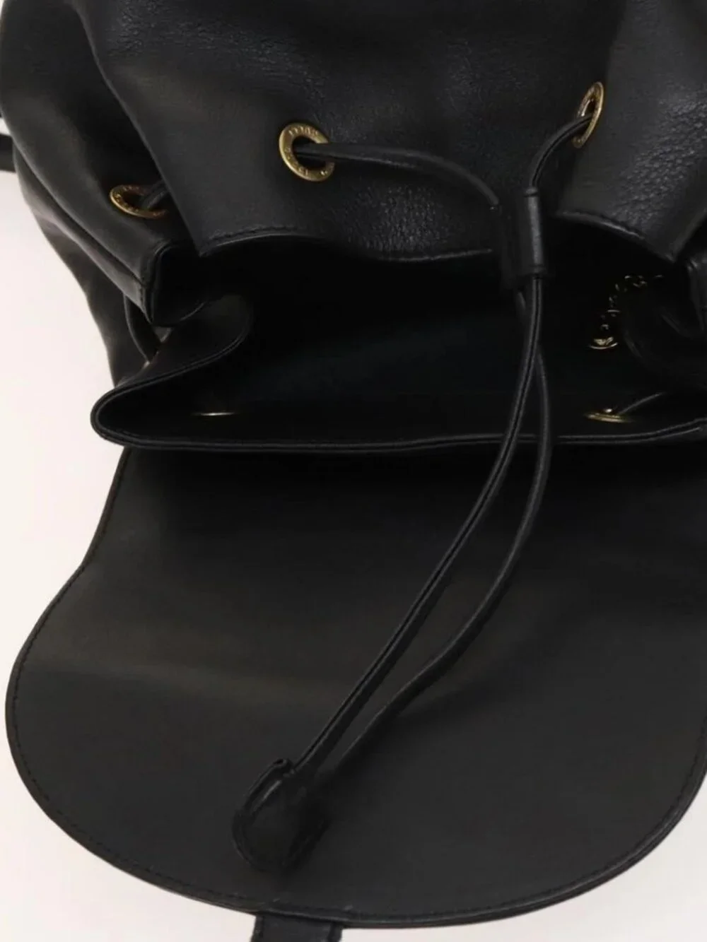 GUCCI Bamboo Backpack Leather Black Gold - Picture 12 of 16